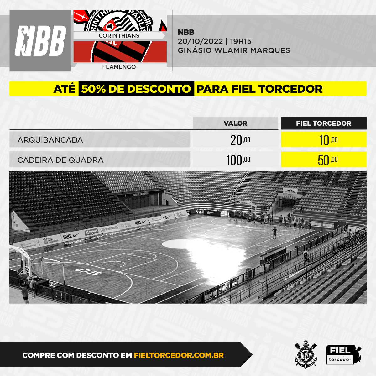 Ingressos disponíveis para volta do público aos jogos de basquete no Parque  São Jorge