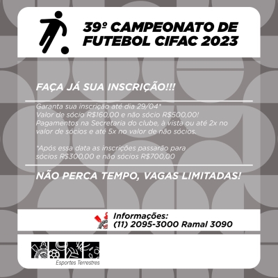 Corinthians abre inscrições para Campeonato Interno de Futebol do Cifac 2022