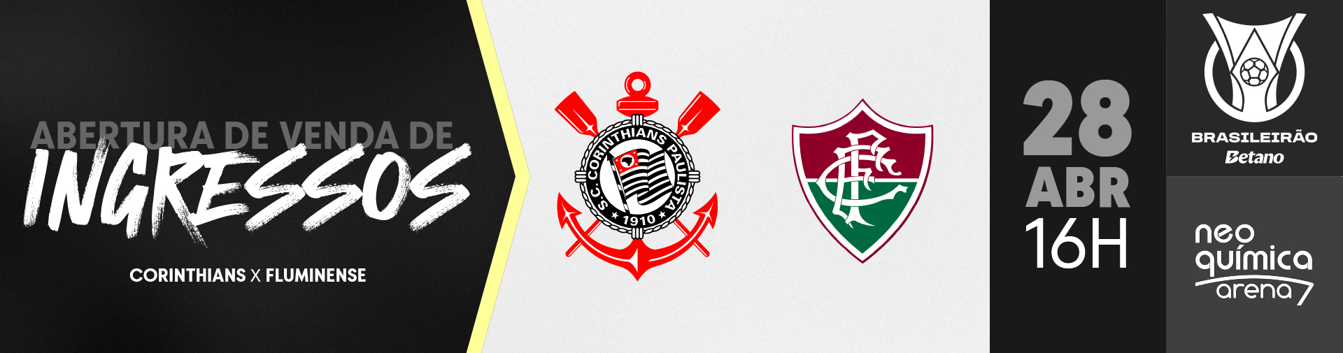 Ingressos: Corinthians x Fluminense (28/04) – Brasileirão Betano 2024