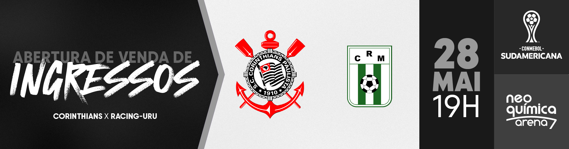 Ingressos: Corinthians x Racing-URU (28/05) – CONMEBOL Sudamericana 2024
