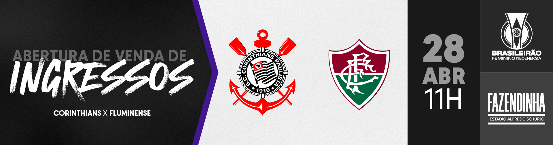 Ingressos - Corinthians x Fluminense (28/4) - Brasileirão Feminino 2024 